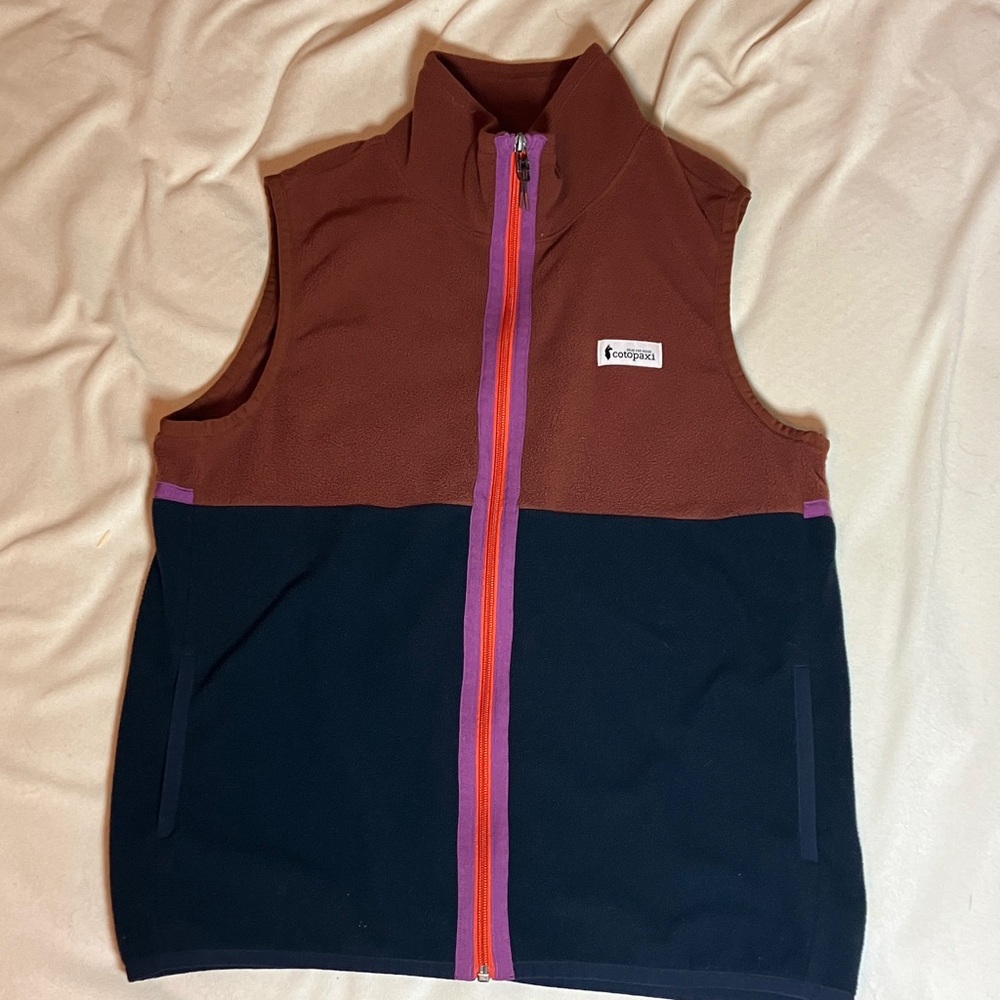 Cotopaxi Brown and Navy Vest with Purple Accents
